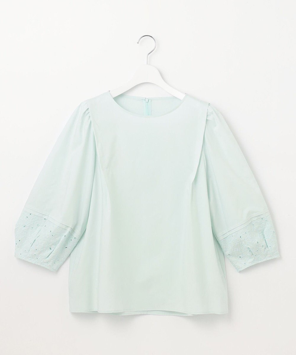 自由区 【洗える】テンセルコットンエンブロイダリープルオーバー ブラウス 