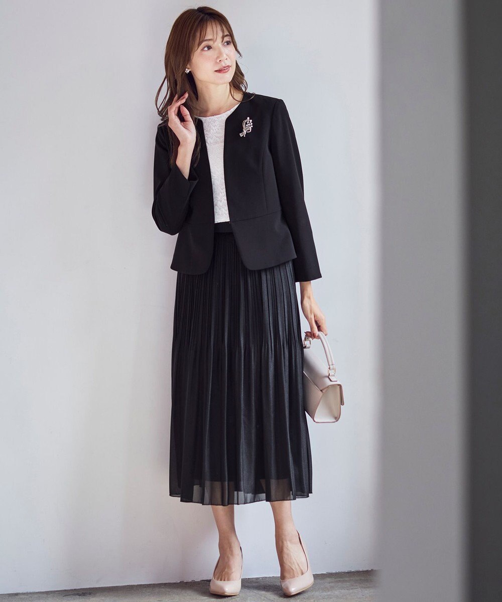 ANY SIS 【洗える】セレモニーダブルクロス クルーカラー ジャケット 