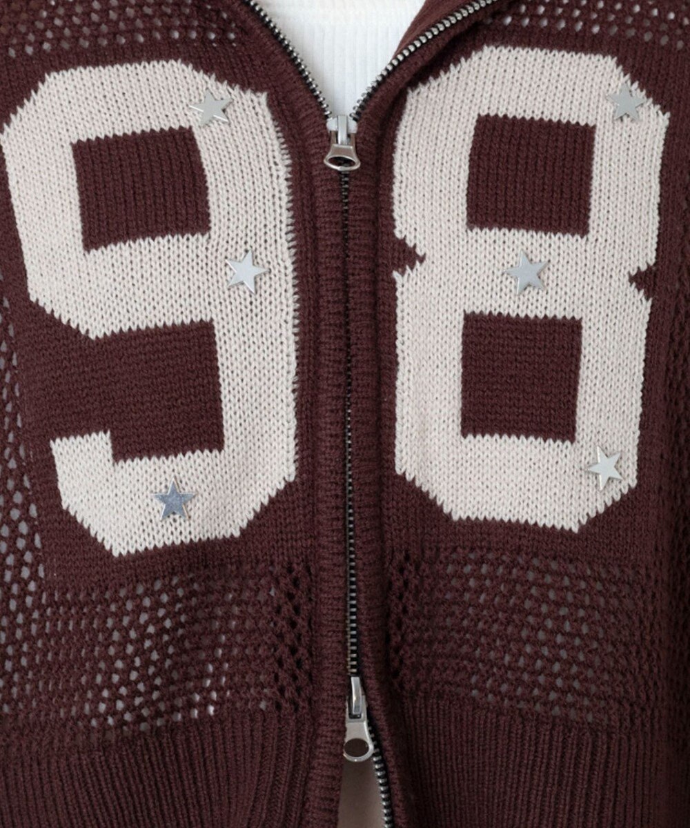 WEGO ナンバリングメッシュニットパーカー 