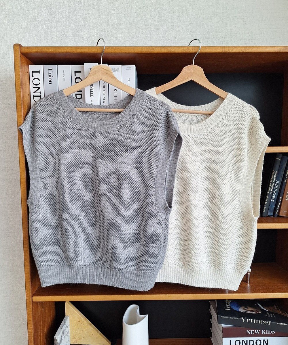 TOQUE 〈大草直子さんアドバイザー〉ベビーアルパカ×シルクハニカムニットフレンチトップス 