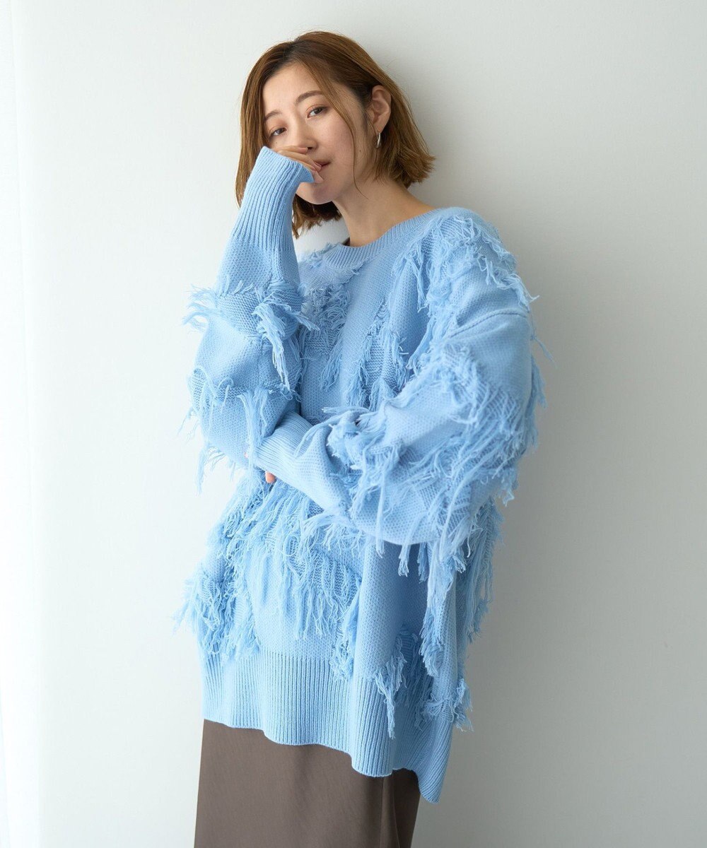 YECCA VECCA スター柄フリンジルーズニット 