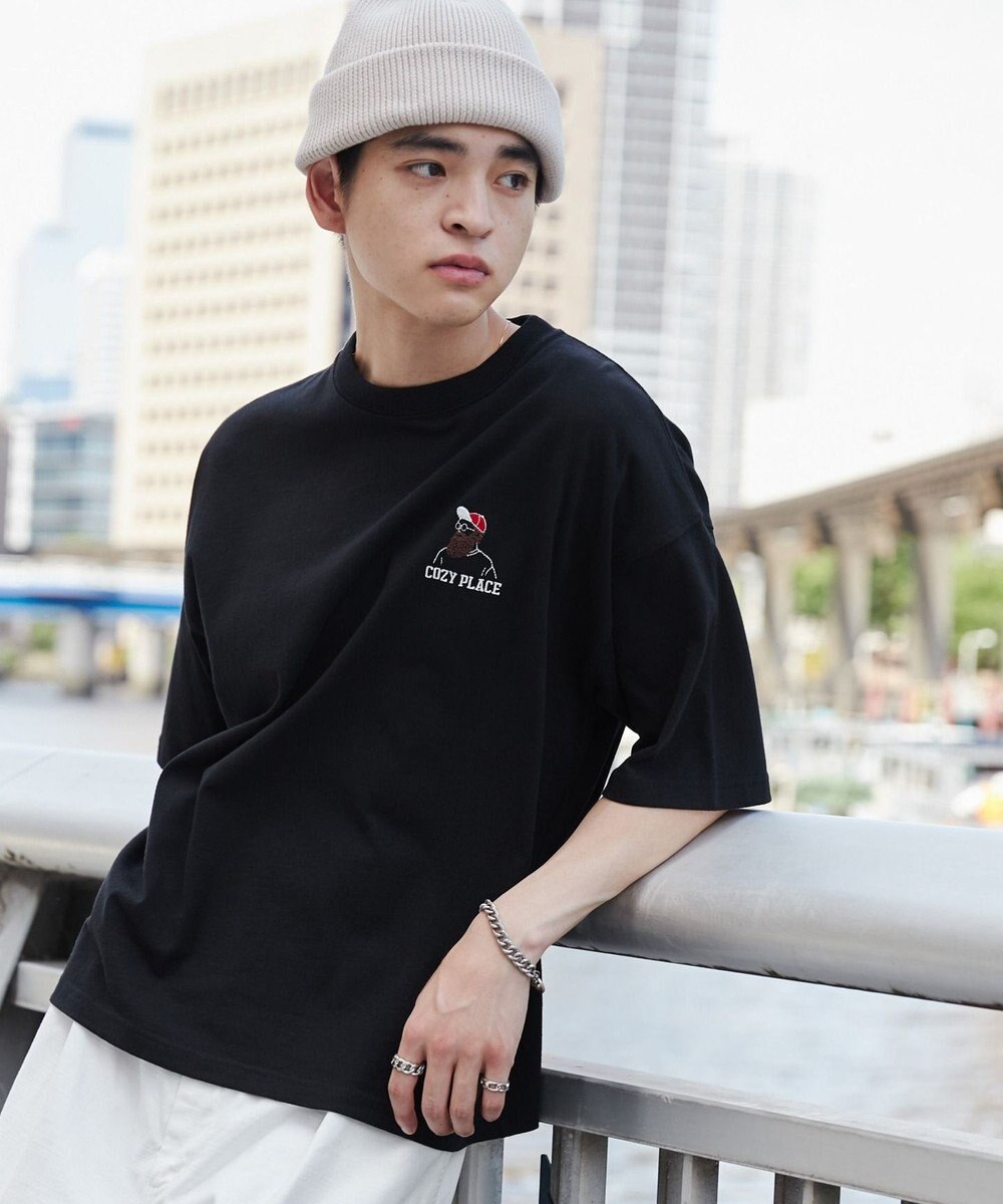 WEGO ヒゲサガラ刺繍Tシャツ 