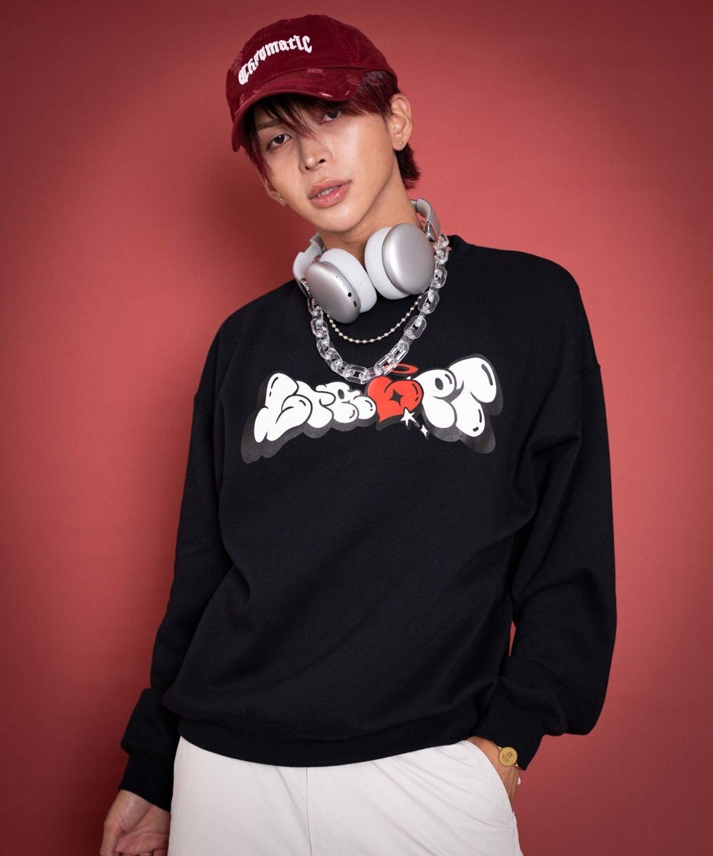 WEGO 【ユニセックス着用ITEM/MLサイズ展開】ハートモチーフプルオーバー 