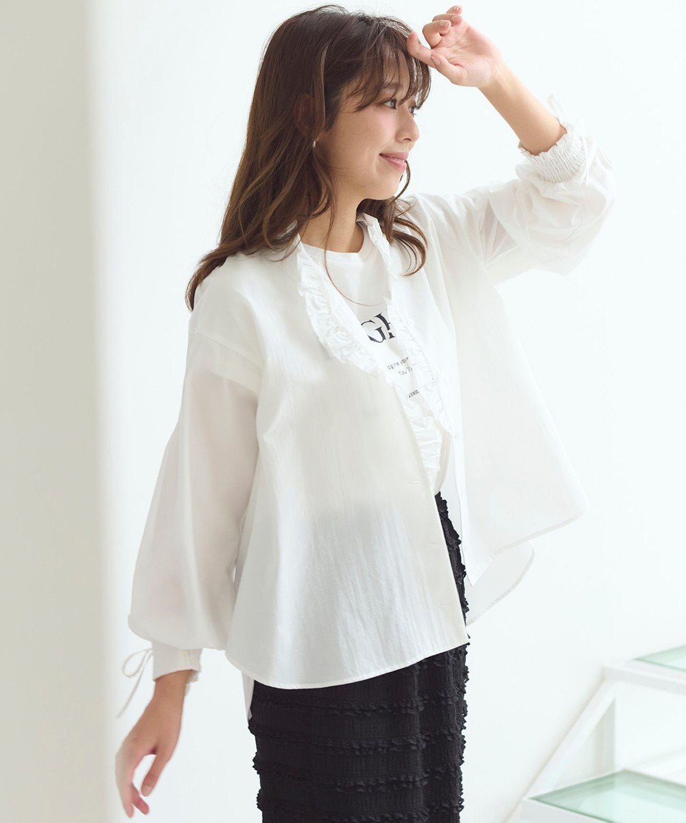 Feroux 【洗える】フリルシャツ ブラウス 