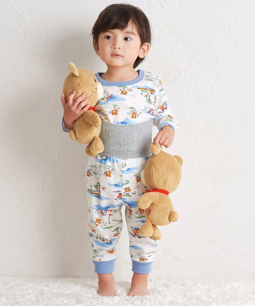 MIKI HOUSE HOT BISCUITS 【80-120cm】 リゾートビーンズ 腹巻き付き タック天竺素材 長袖パジャマ 