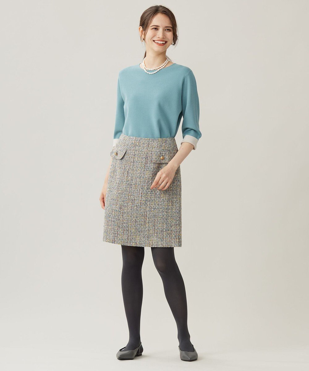 自由区 L 【アンサンブル対応・洗える】レーヨンストレッチ7分袖 ニット 