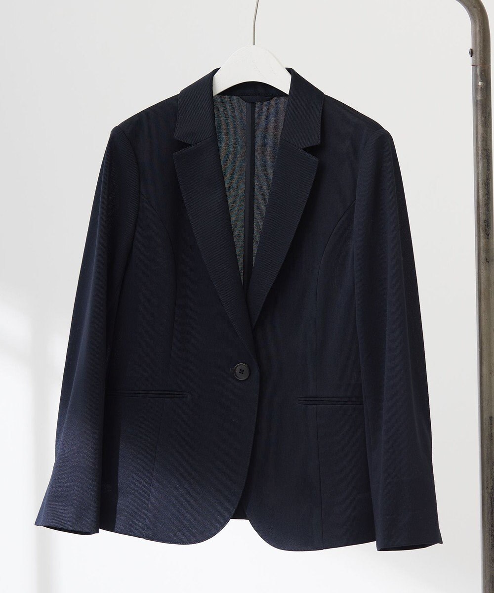 J.PRESS LADIES L 【洗える・吸水速乾】セオアルファピケストライプ テーラード ジャケット 