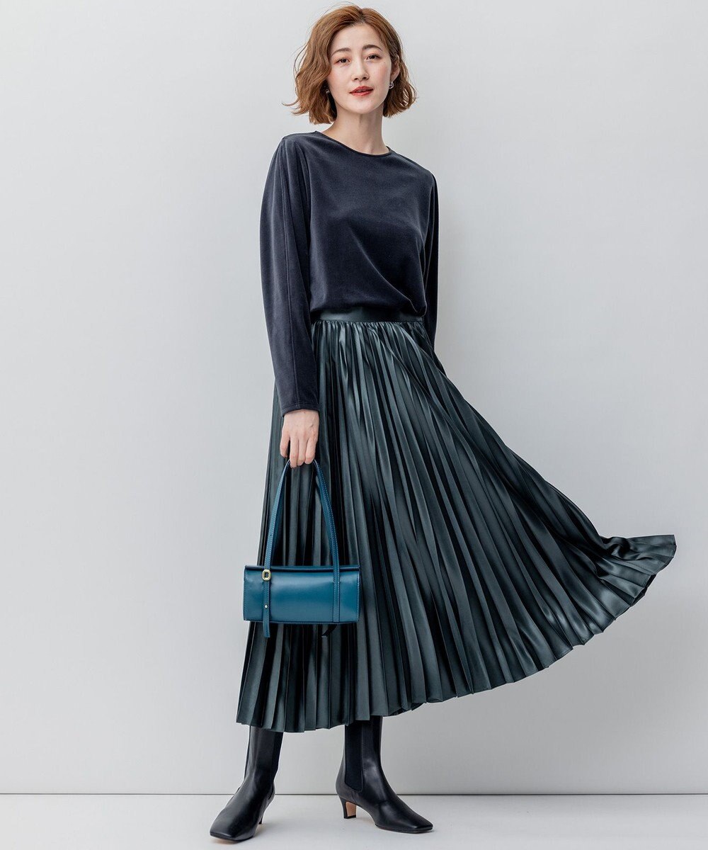 23区 【洗える】レザーライク プリーツスカート 