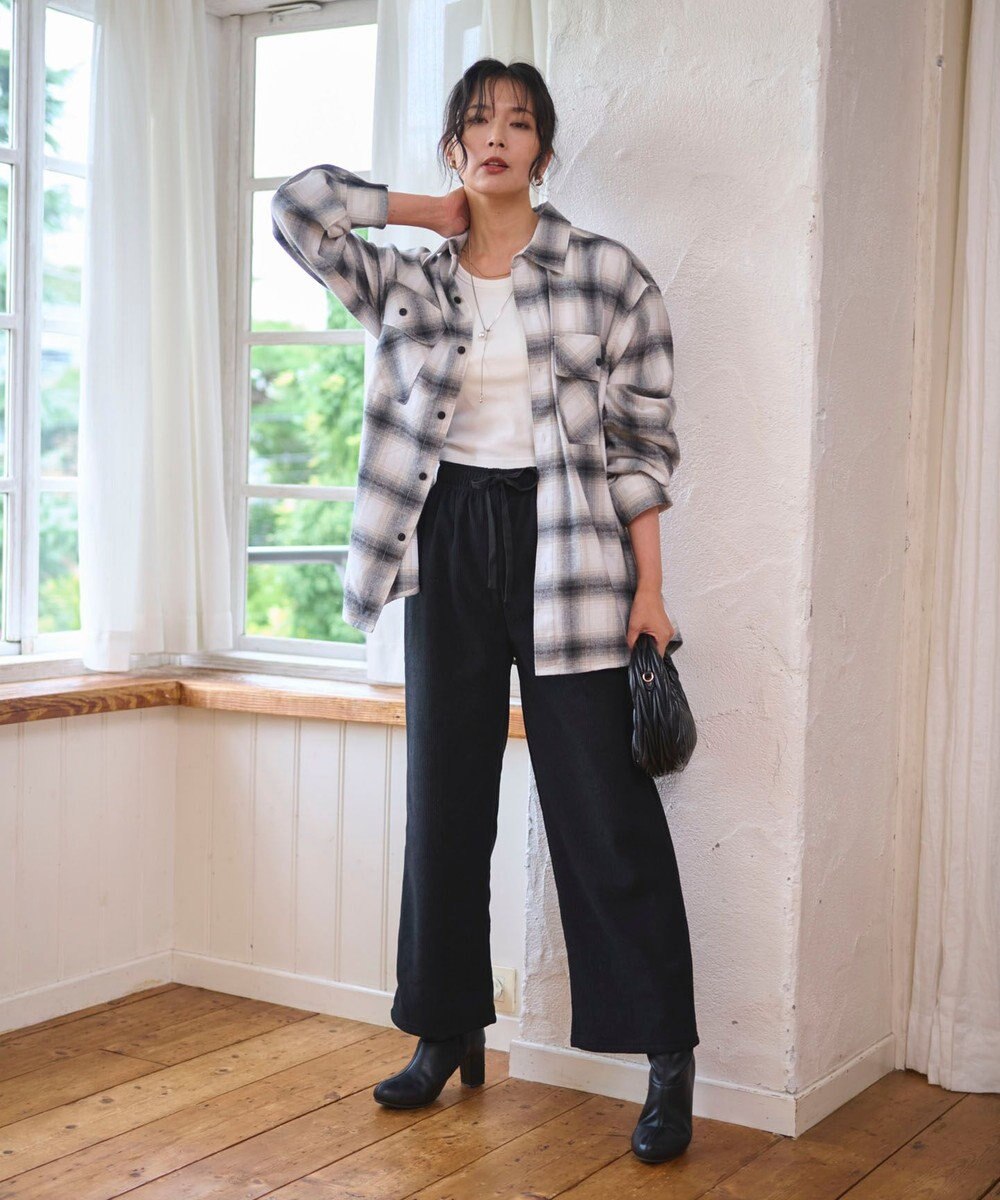 WEGO 【2025年秋冬新作/SMLサイズ展開/ユニセックス着用ITEM】オンブレチェックネルシャツ（LS） 