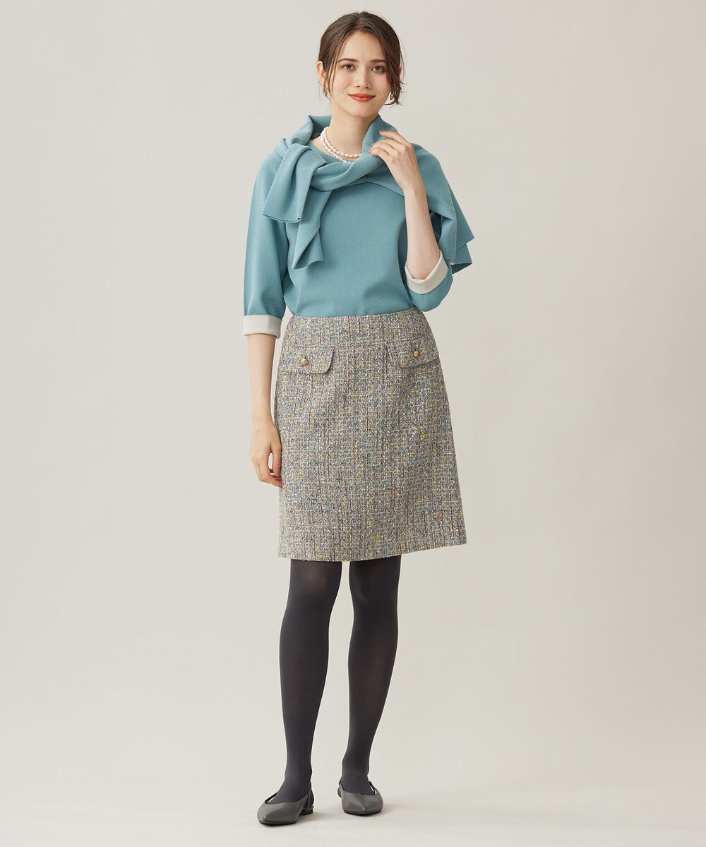 自由区 S 【アンサンブル対応・洗える】レーヨンストレッチ7分袖 ニット 