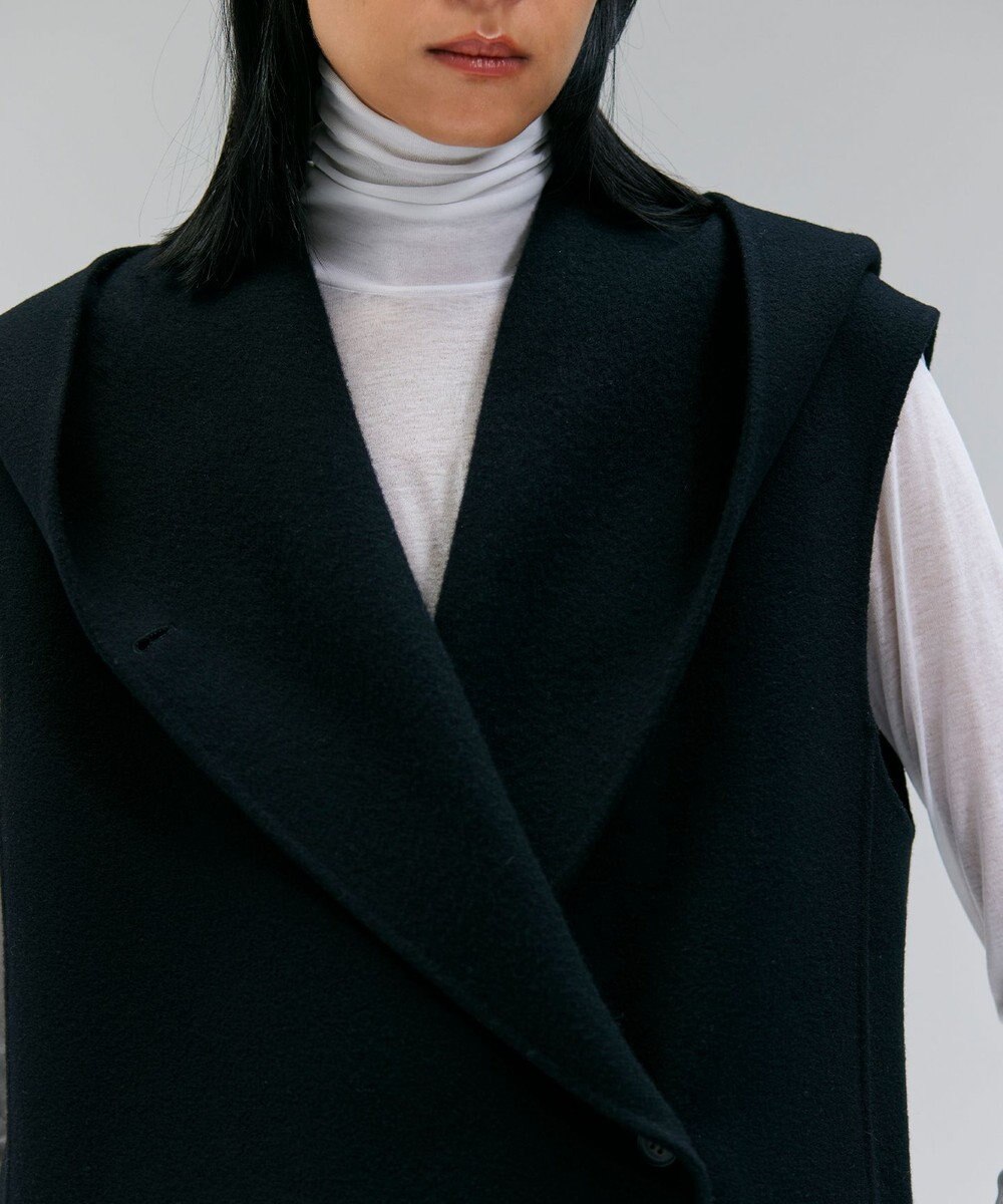 BEIGE， LEMOORE / ウールリバーフード付きロングジレ 