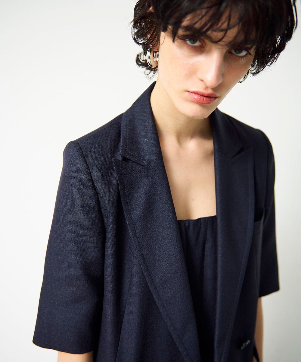 GRACE CONTINENTAL リネンタッチハーフスリーブジャケット 