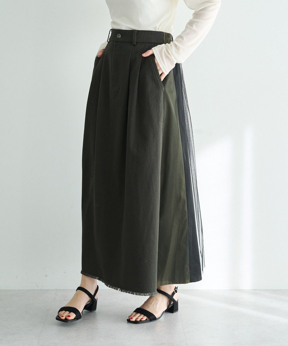 YECCA VECCA 異素材MIXロングスカート 