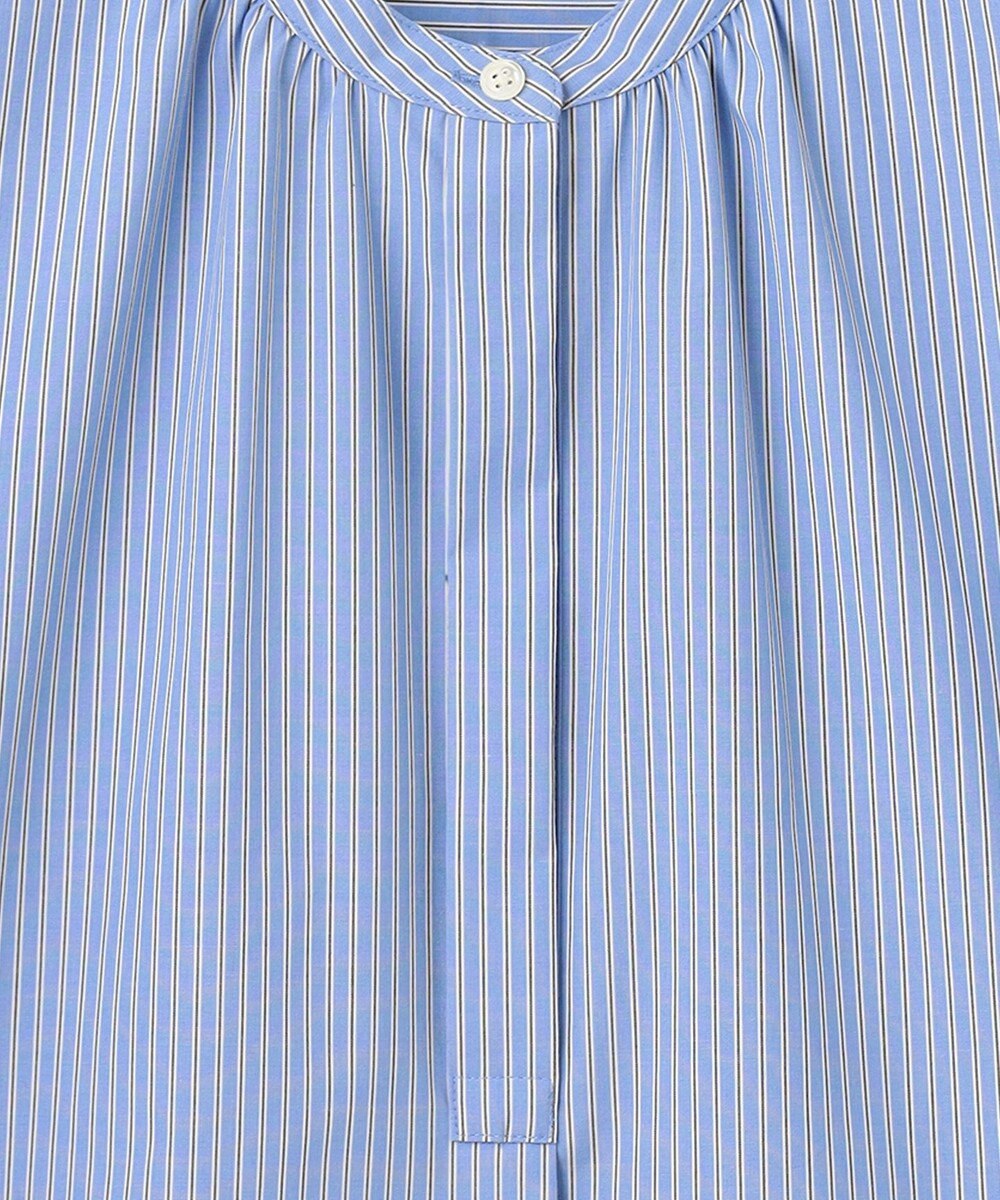 J.PRESS LADIES 【洗える・接触冷感・UVカット】エステネージュストライプ バンドカラーブラウス 