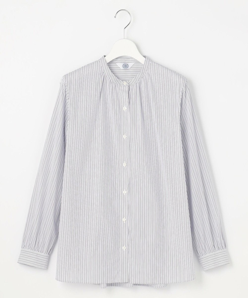 J.PRESS LADIES BEZ ドビーストライプ バンドカラー ブラウス 