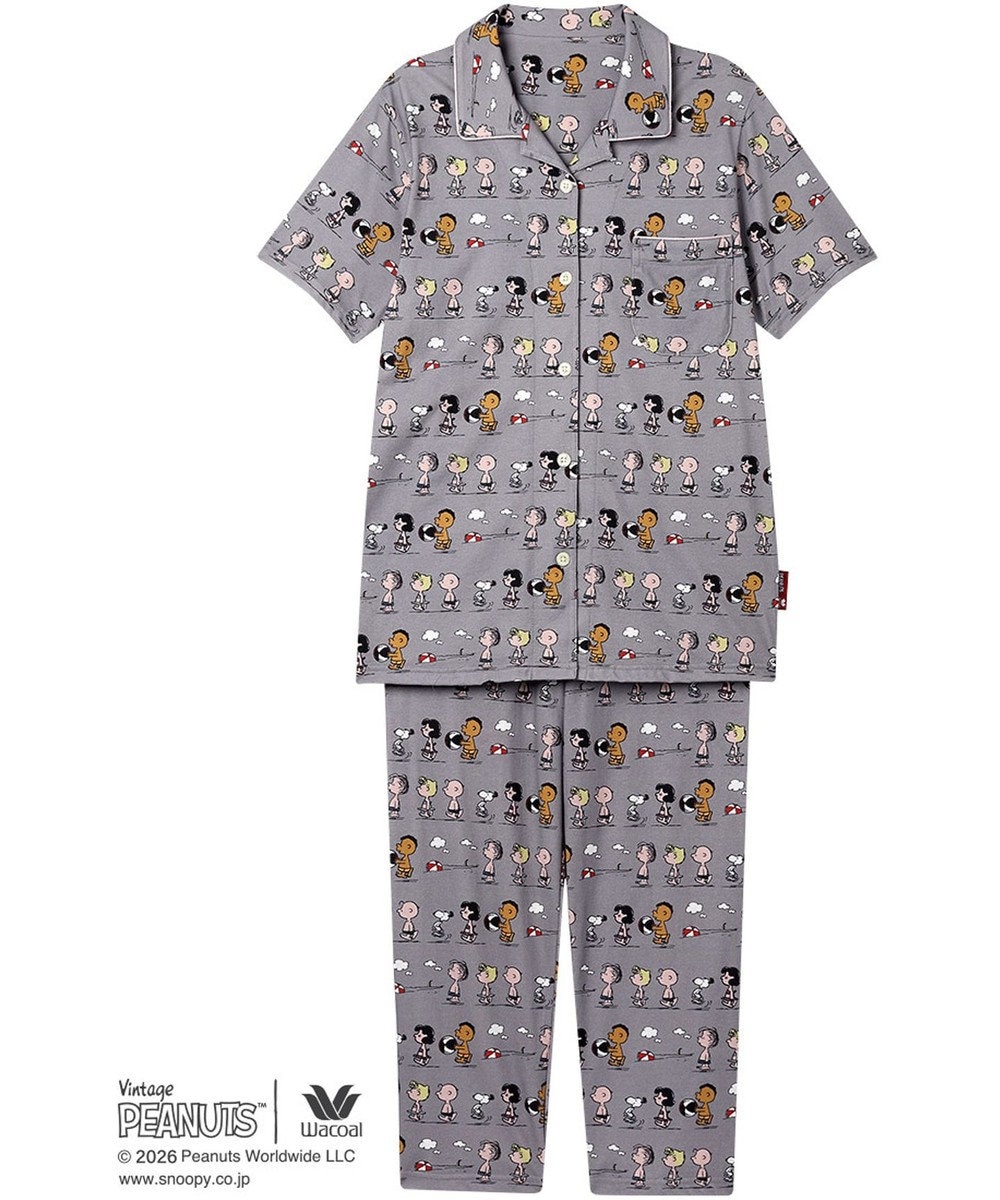 WACOAL PEANUTS パジャマ 5分袖 半袖 8分丈 綿100%(本体) スヌーピー レディース FDT167 /ワコール 