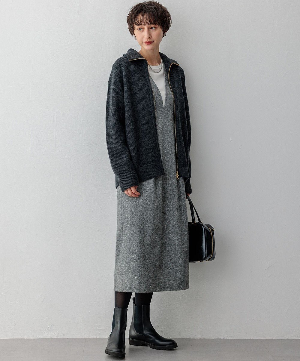 23区 S 【洗える】カシミヤブレンド ジップアップ ニットブルゾン 