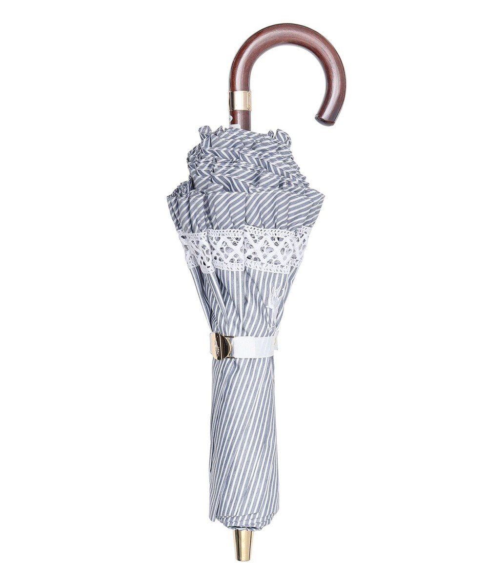 MOONBAT 【遮光/晴雨兼用日傘】POLO RALPH LAUREN（ポロラルフローレン）折りたたみ日傘 ストライプフリル 遮熱 遮光 UV 