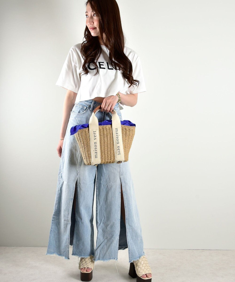 LA BAGAGERIE 【maison vert】【ペーパー素材・多収納】ロゴテープかごバッグ 