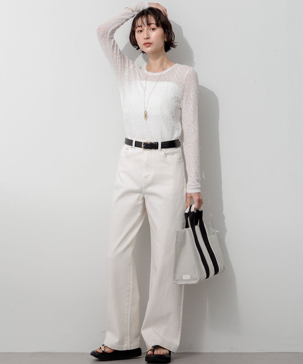 23区 L 【SLOW/一部店舗限定】リンクルレース シアー カットソー 