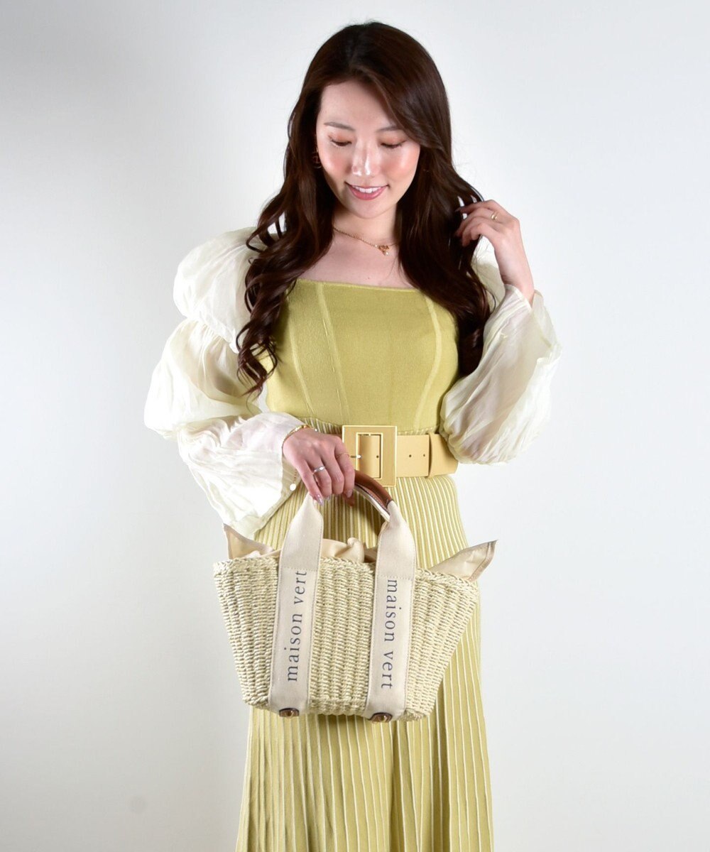 LA BAGAGERIE 【maison vert】【ペーパー素材・多収納】ロゴテープかごバッグ 