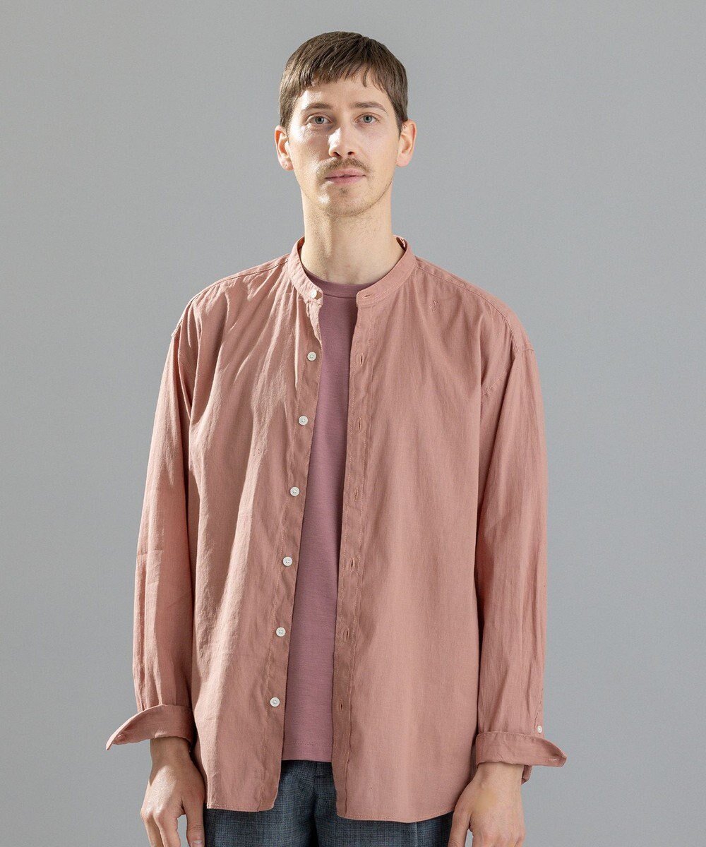 JOSEPH HOMME 【LEON 掲載】リネンストレッチブロード　バンドカラーシャツ 