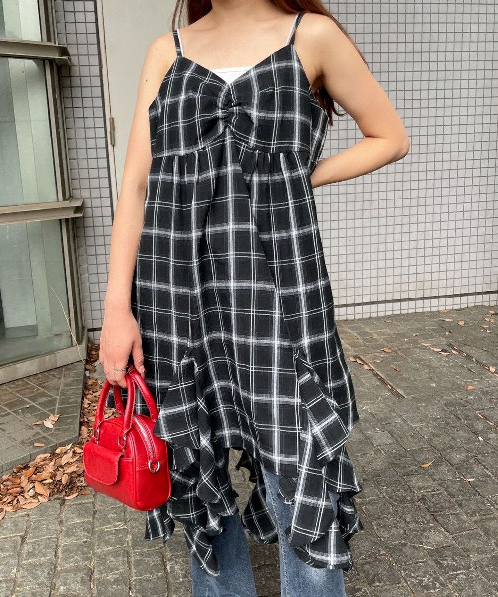 WEGO チェックイレヘムキャミワンピース 
