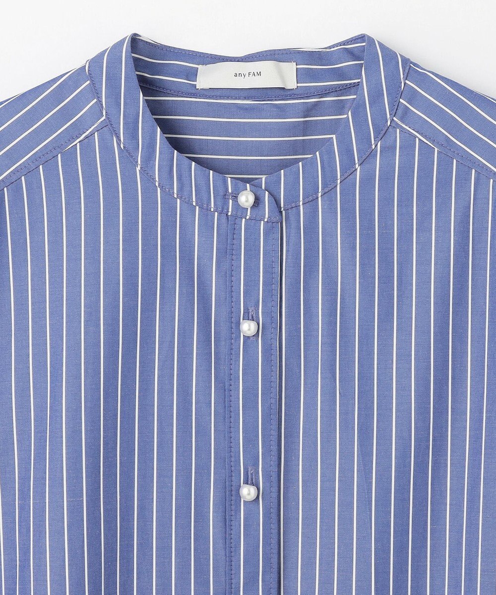 ANY 【洗濯機可】ラメストライプ半袖シャツブラウス 