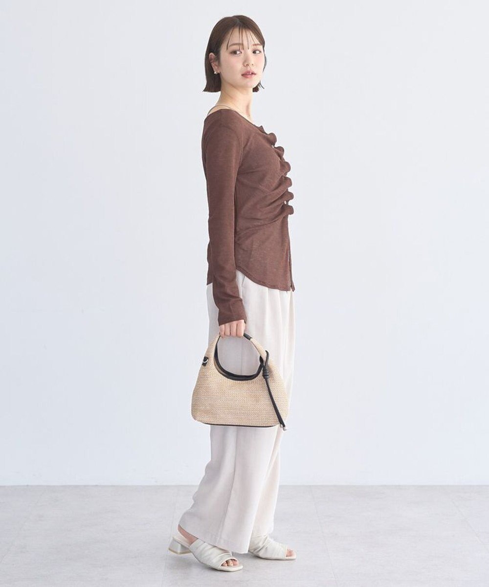 earth music&ecology シアーワッフルタックボタントップス 