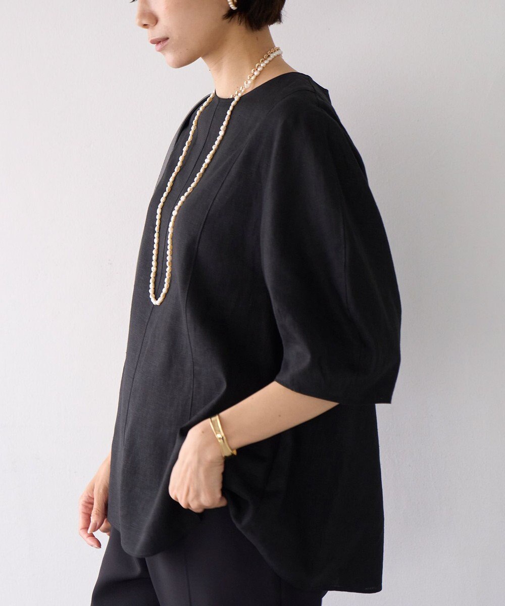 UNFILO リネンレーヨン フォルムブラウス 