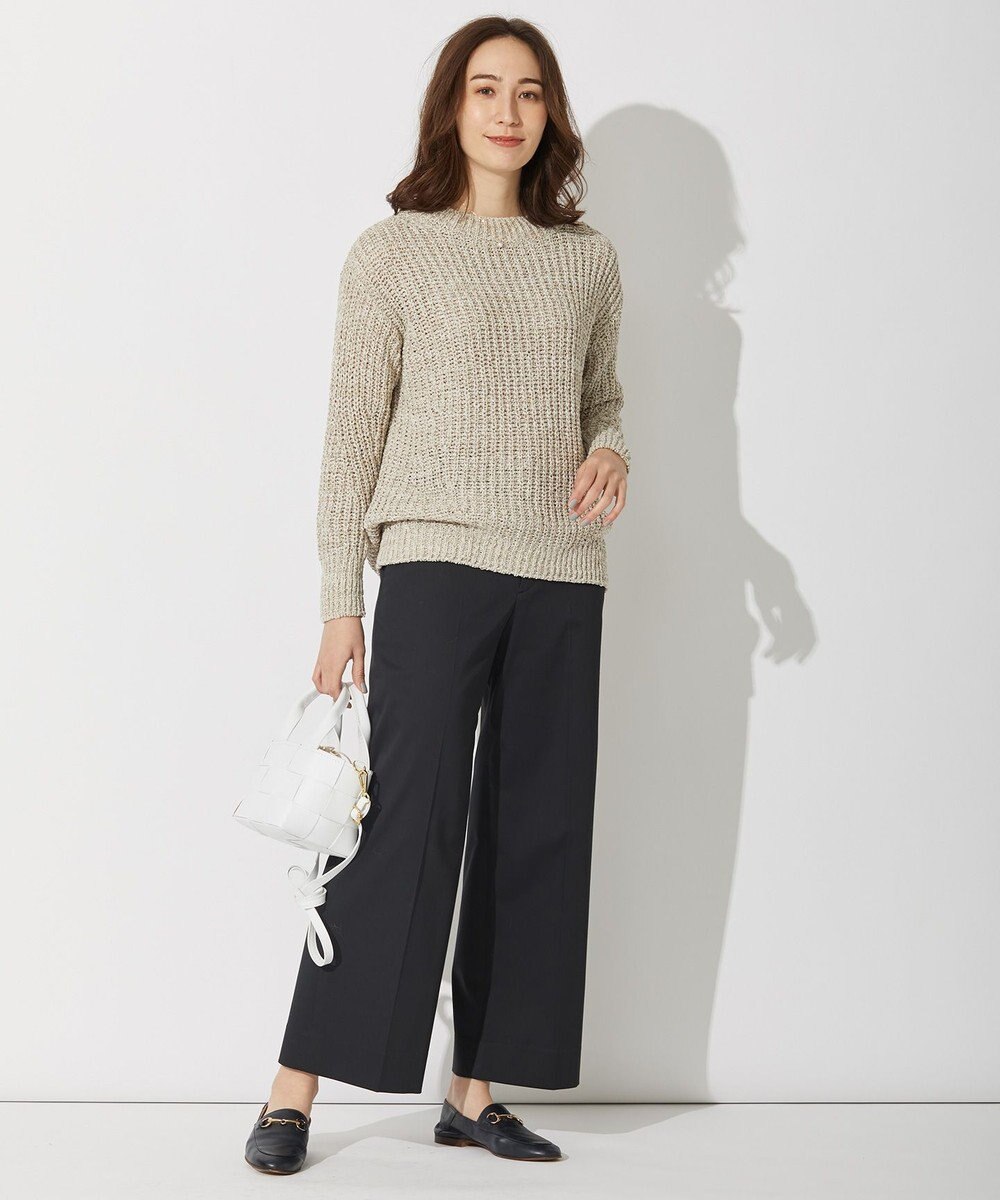 自由区 L 【洗える】コットンラッセル ボートネックニット 