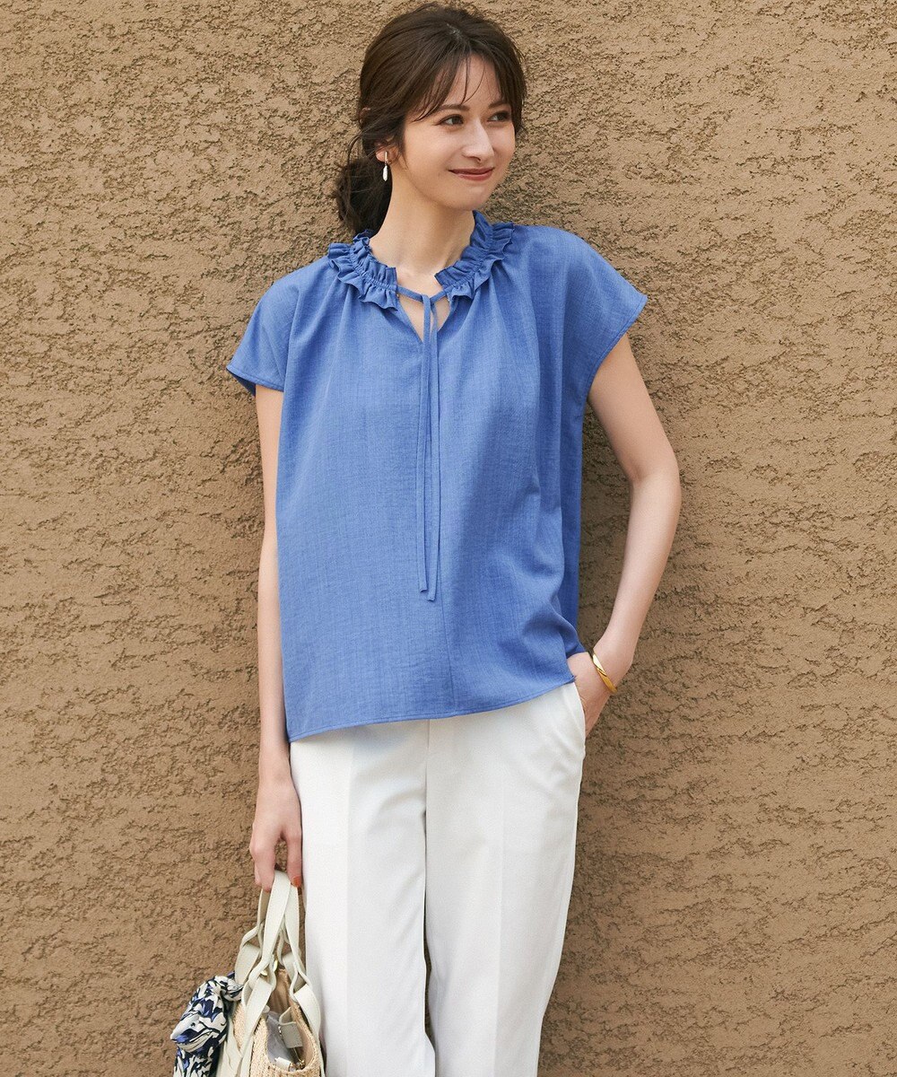 23区 【WEB&一部店舗限定】ライトタンブラー ギャザー フリル ブラウス 