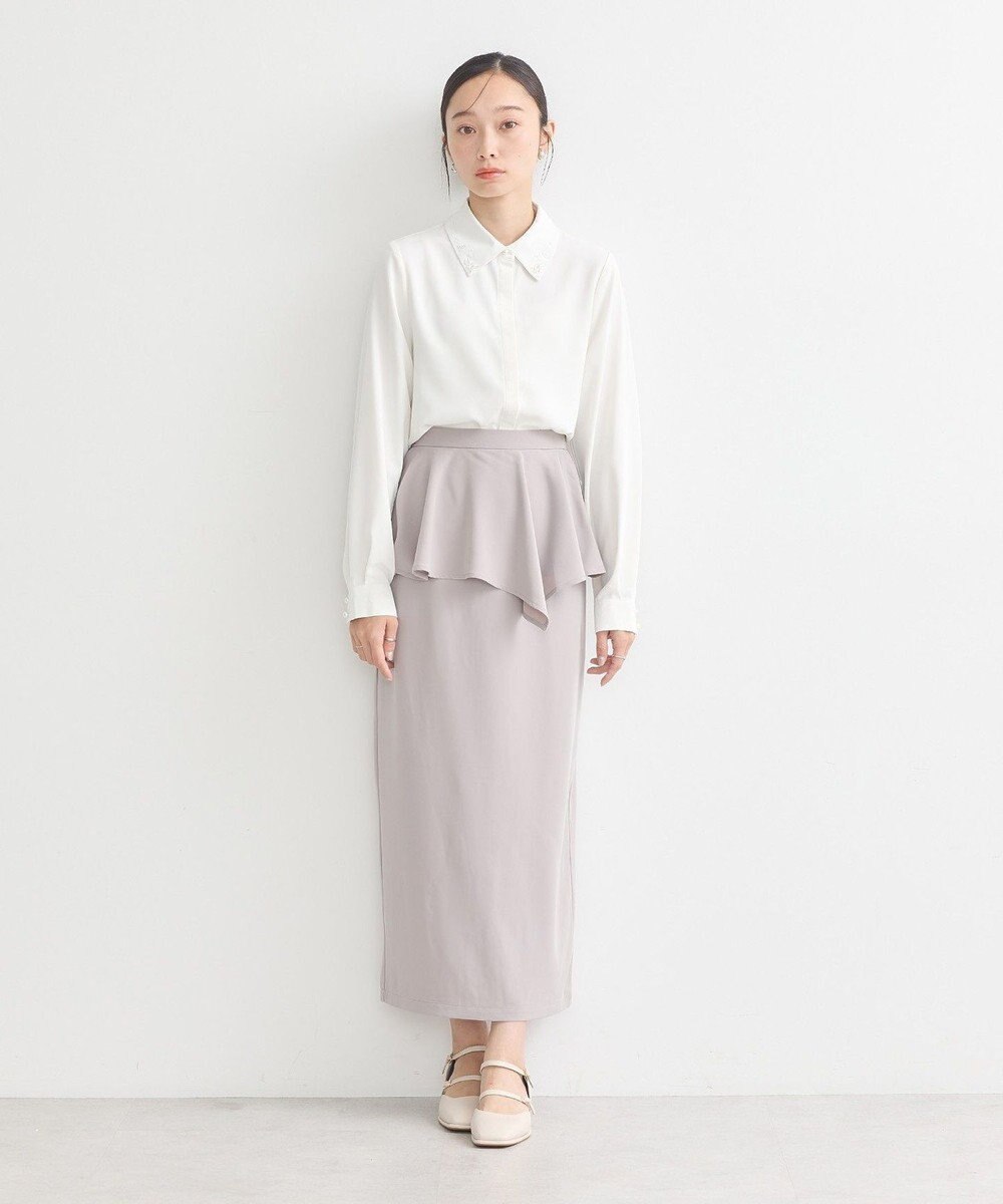 earth music&ecology 襟ビジューブラウス 