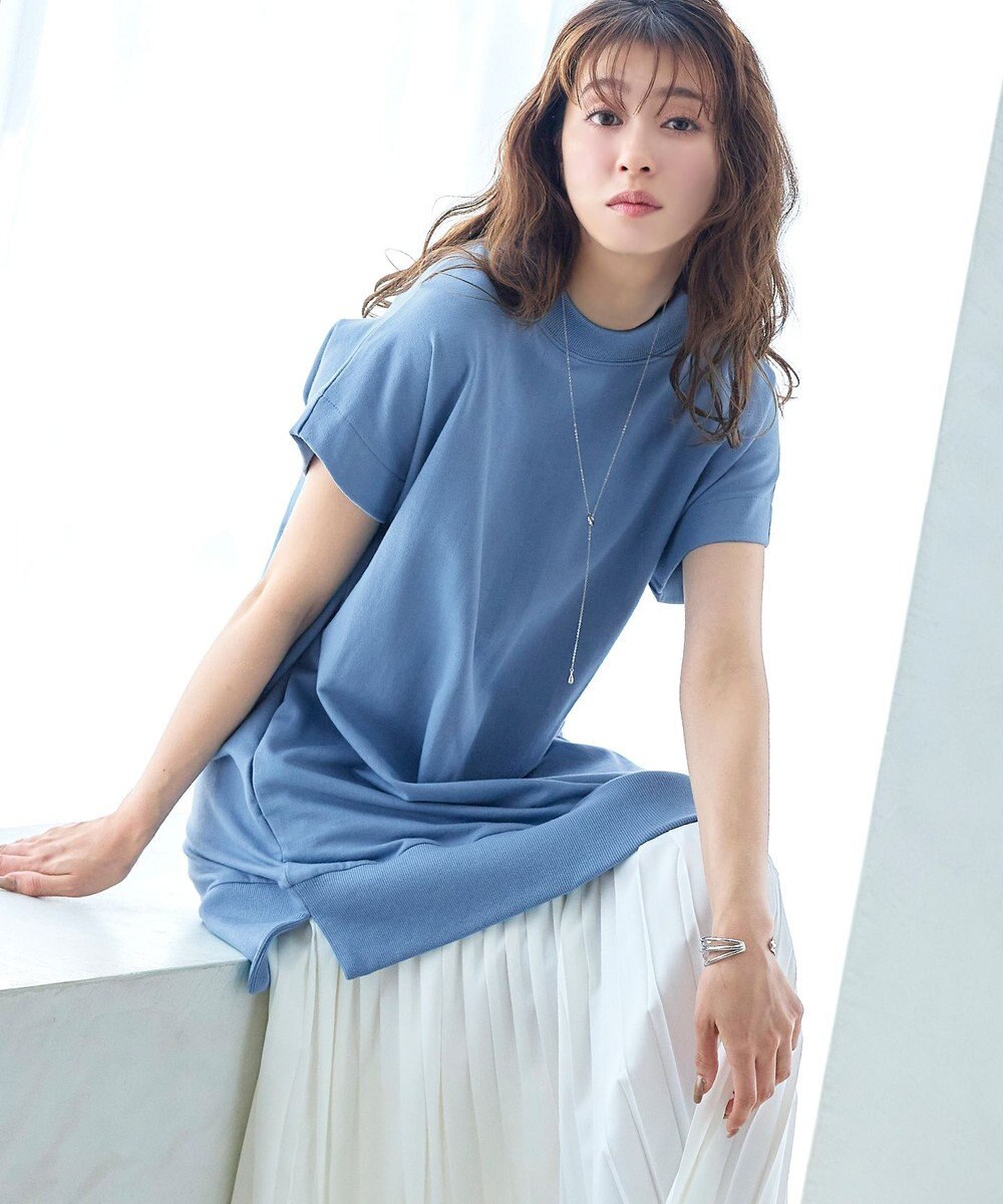 Tiaclasse 【洗える】裏毛プリーツコンビワンピース 