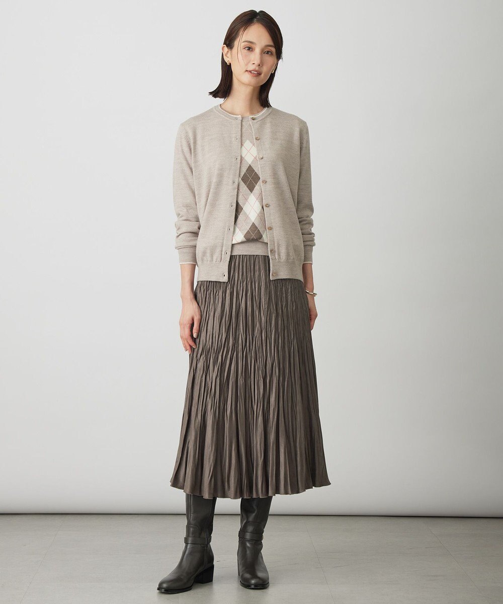 J.PRESS LADIES ライトマイクロスエード プリーツ スカート 