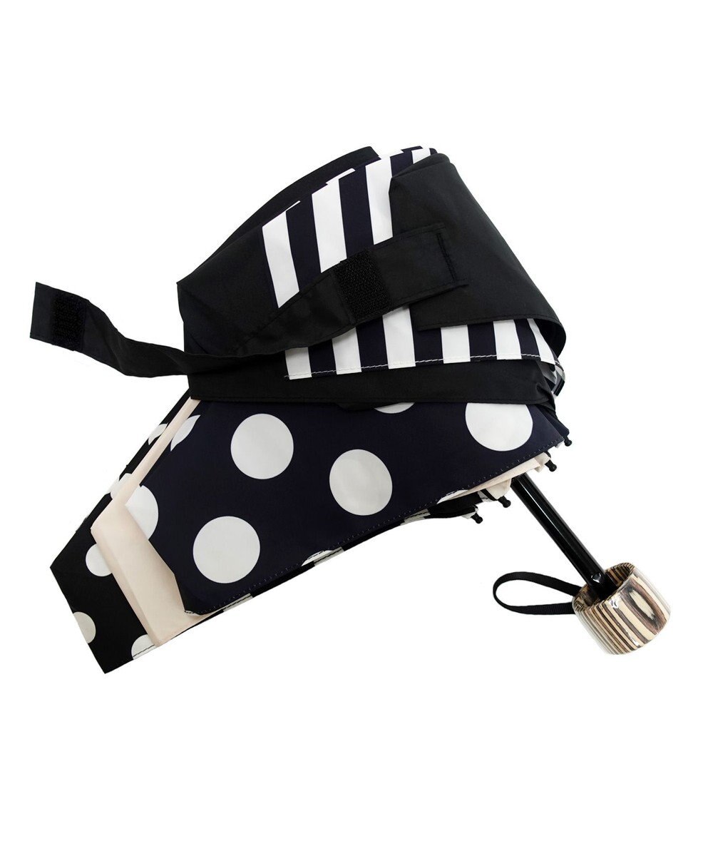 +RING プラスリング レディース向け 晴雨兼用 折傘 BLK/DOT T1335 