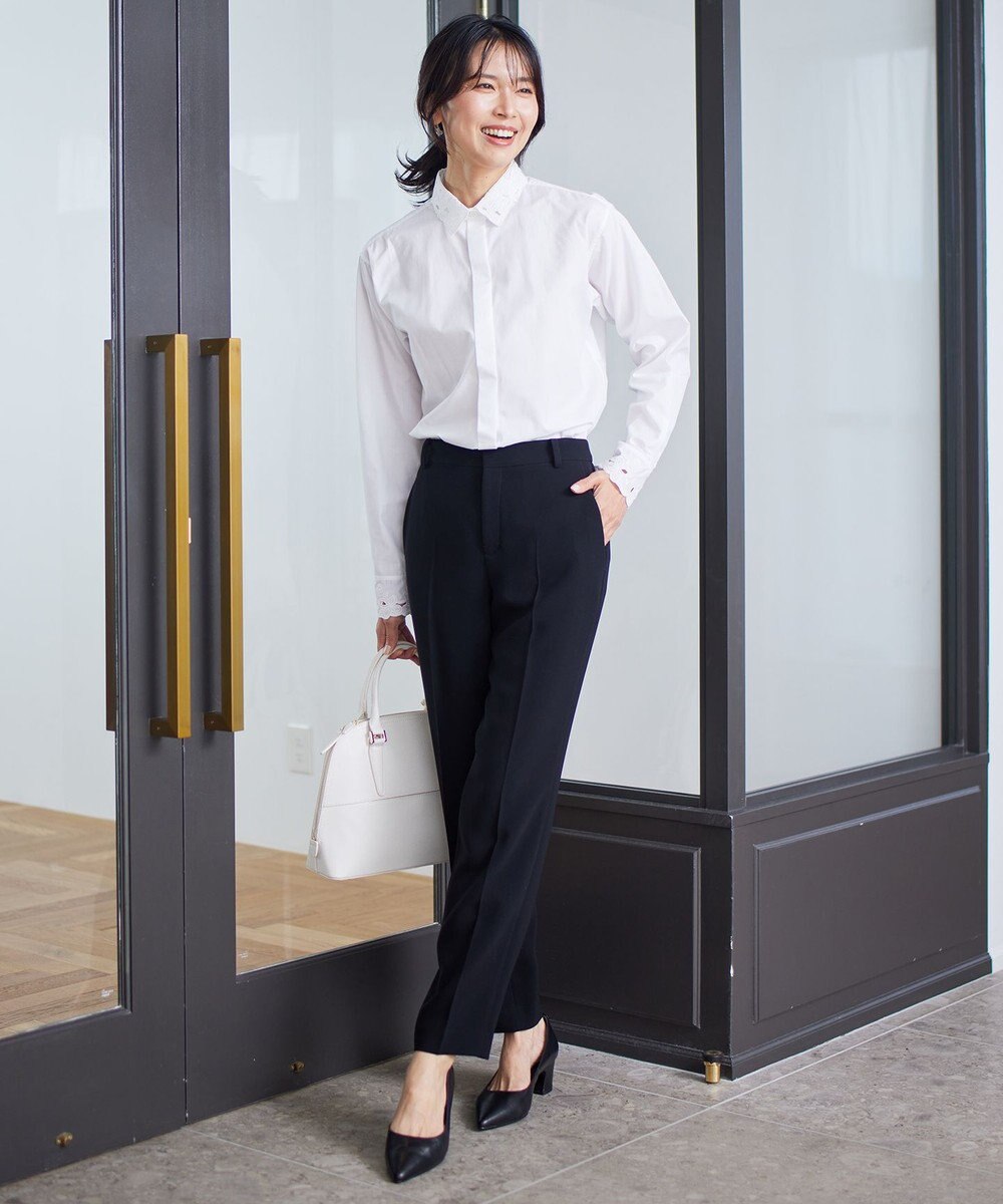 23区 【セットアップ対応】トリアセダブルジョーゼット パンツ 