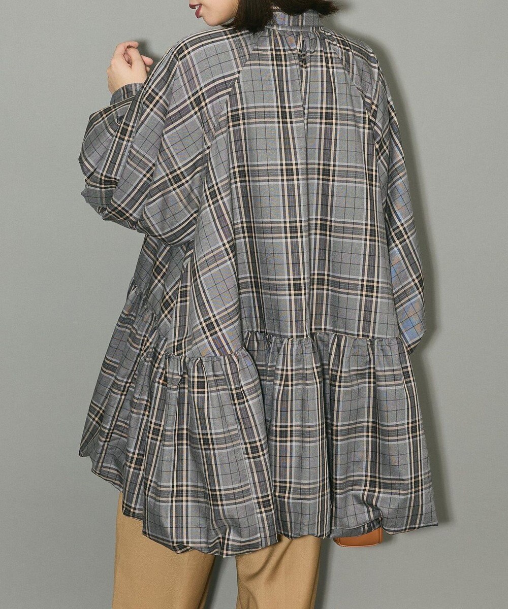 Green Parks ボウタイリボン付裾バルーンシャツワンピース 