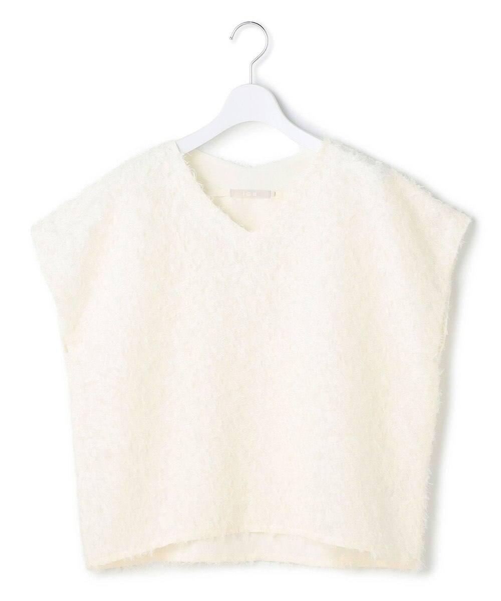 ICB L シアーカットジャガード Vネックトップス 