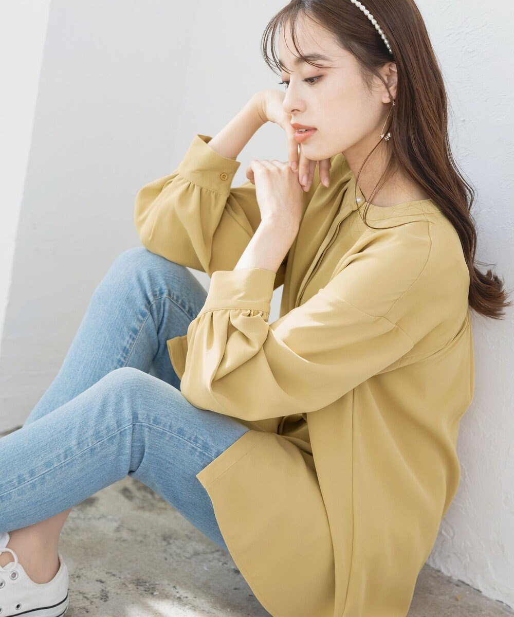 Tiaclasse L 【洗える】とろみシャツチュニック 