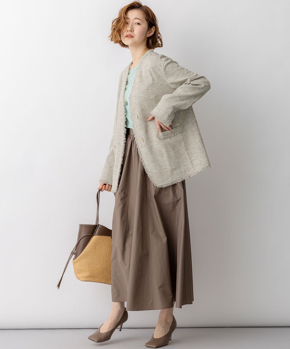 23区 【先行予約】リネンライクブッチャー フリンジノーカラージャケット 