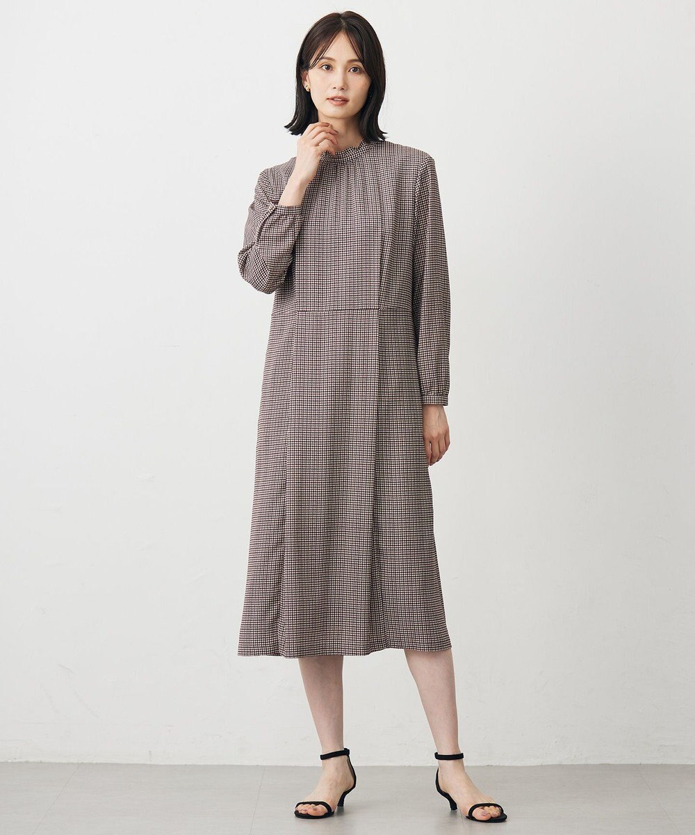 J.PRESS LADIES L デシンハウンドトゥースプリント ワンピース 