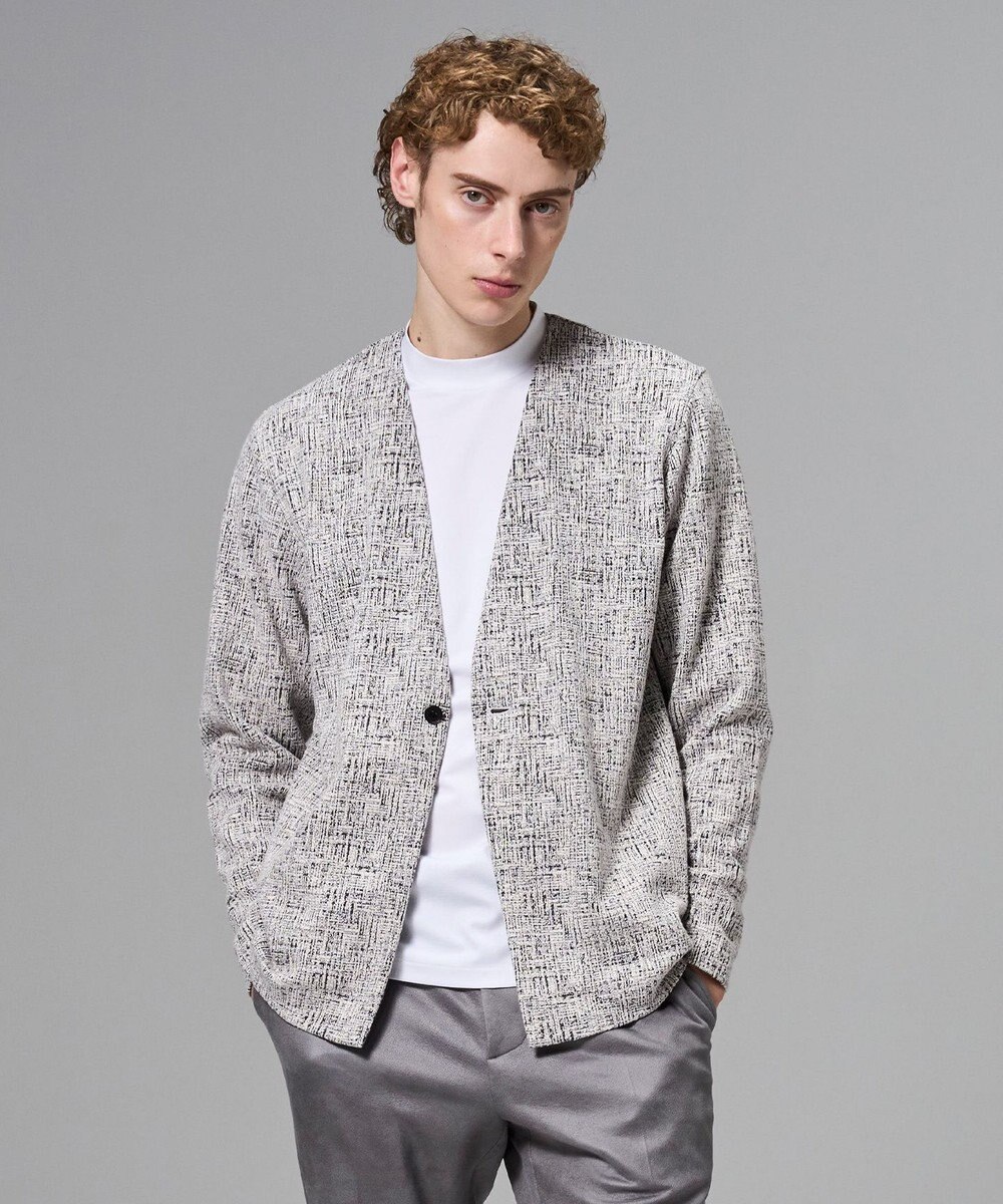 JOSEPH HOMME 【イージーケア】パフィーチェックジャージー　カーディガン 