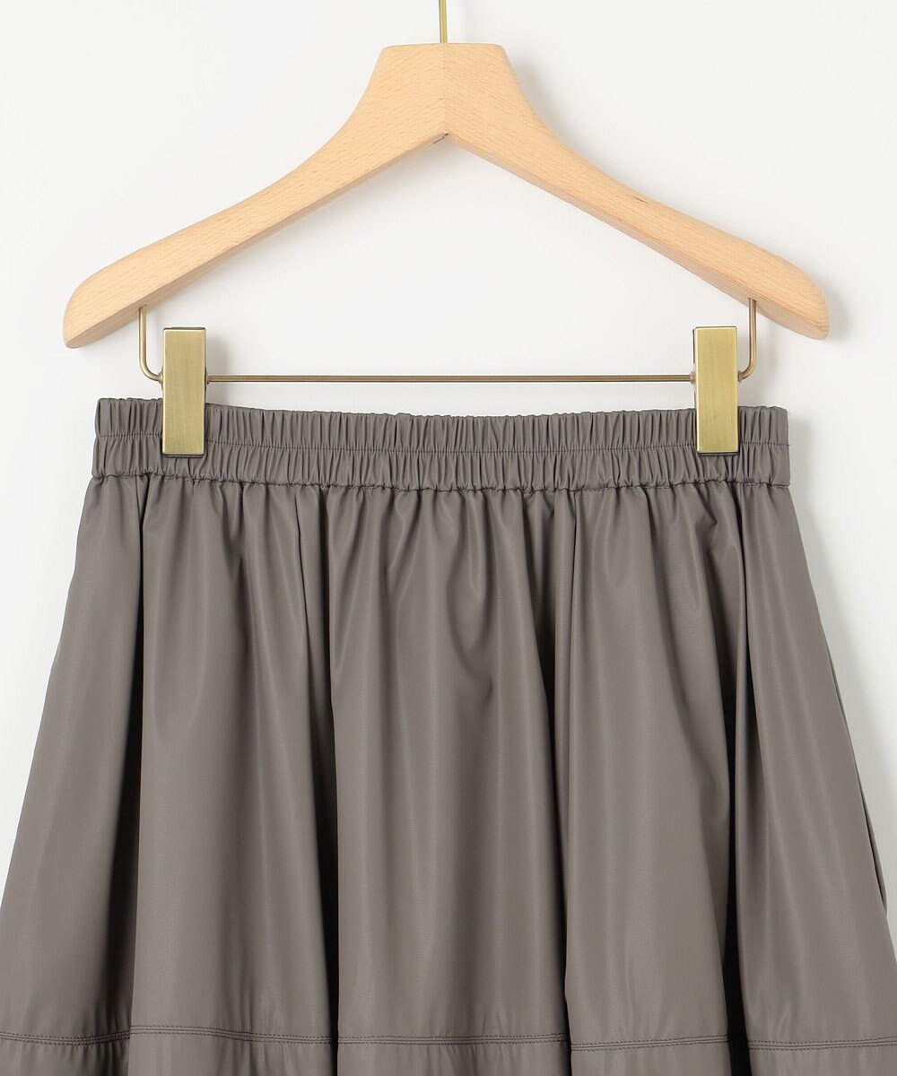 組曲 レザーライクライト タックギャザースカート 