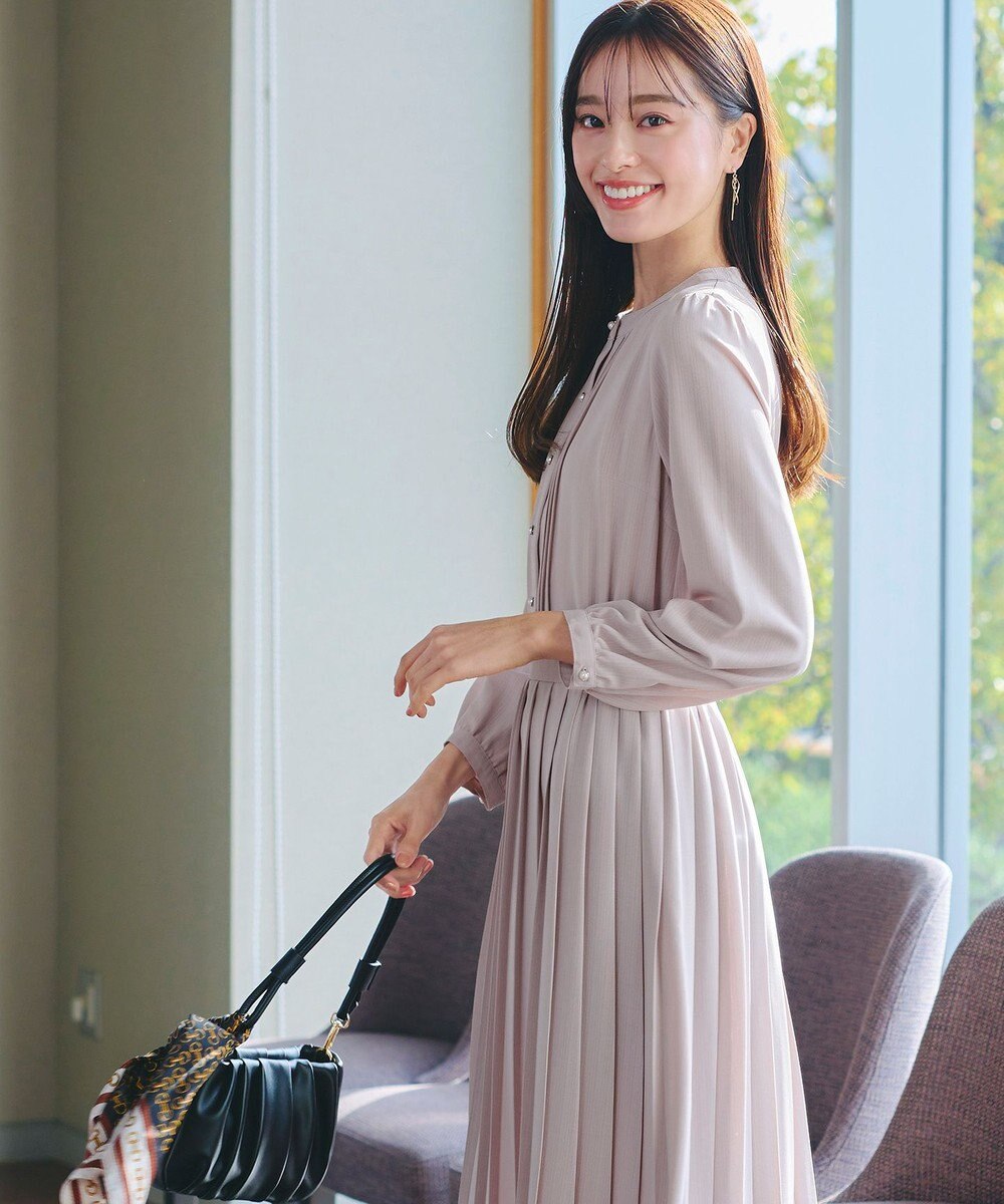 Tiaclasse 【新色追加・洗える】パールボタンプリーツワンピース 