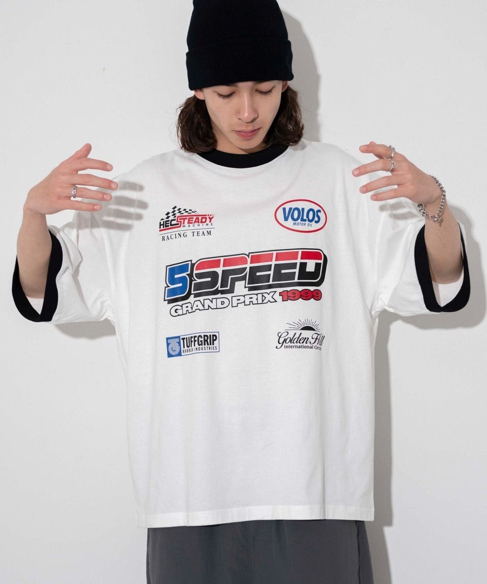 WEGO 【ユニセックス着用ITEM/手洗い可/MLサイズ】レーシングロゴTシャツ 