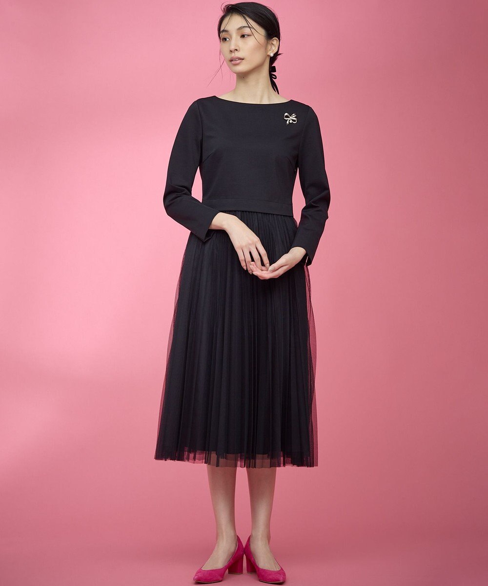 組曲 【WEB限定・KUMIKYOKU NAVY】ジャージーコンビ ギャザーチュール ワンピース 