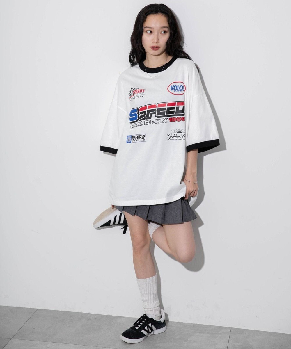 WEGO 【ユニセックス着用ITEM/手洗い可/MLサイズ】レーシングロゴTシャツ 