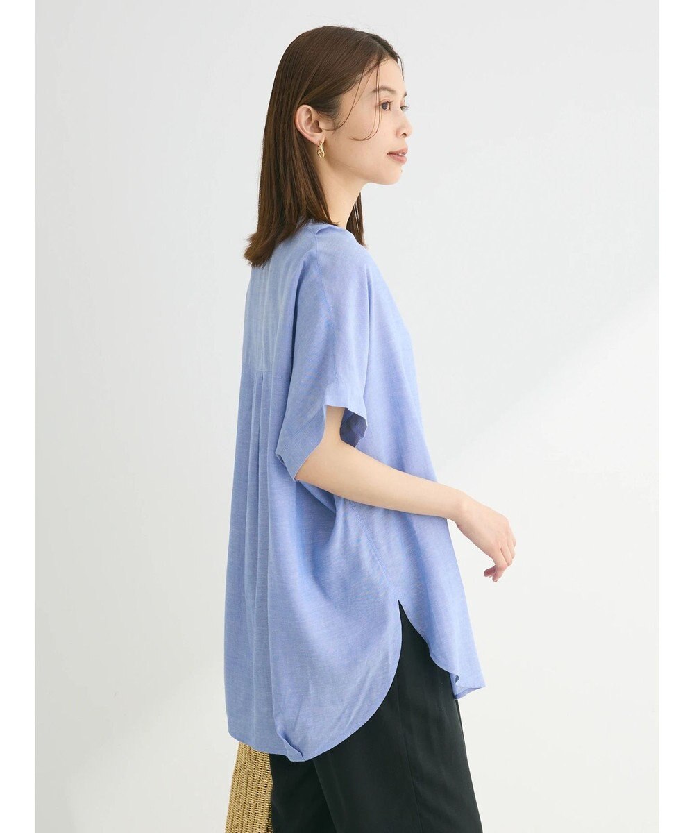 Green Parks リネンレーヨン前立てブラウス 