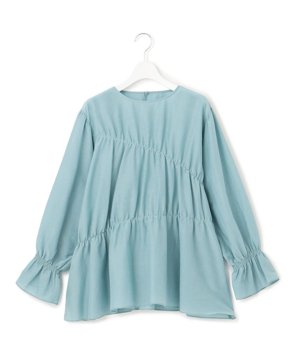 23区 【洗える】シアーコットンシルク シャーリング デザイン ブラウス 